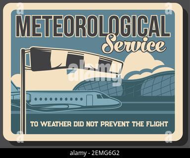 Flughafen meteorologischen und Navigationsdienst. Privatjet, Passagier Business-Flugzeug und internationalen Flughafen Flug Terminal Gebäude, Windsock V Stock Vektor