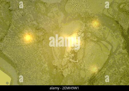 Grün und Gold abstrakten Marmor Hintergrund mit funkelt. Vektor-Textur in Alkoholtinte Technik mit Glitzer. Vorlage für Banner, Poster Design. Grippe Stock Vektor