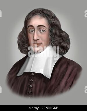 Baruch Spinoza 1632-1677 Jüdische niederländische Philosoph Stockfoto