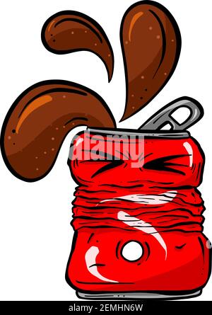 Cartoon Cola Soda Pop Crushed Dose Cartoon Vektor Illustration Stock Vektor