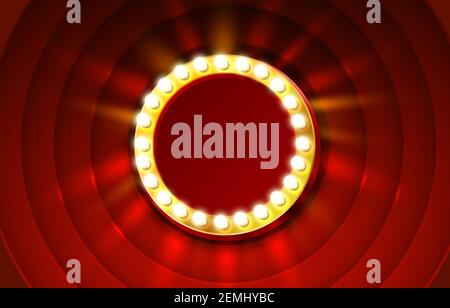 Roter Rahmen Retro-Plakatwand, leerer Showtime-Text. Vektorgrafik Stock Vektor