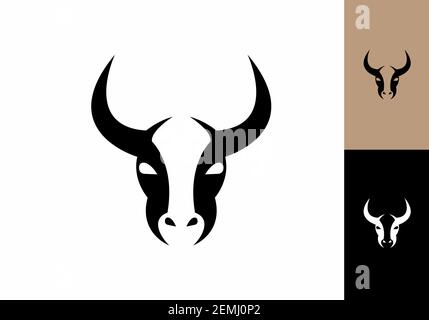 Schwarz-weißes Stier- oder Kuhkopfdesign Stock Vektor