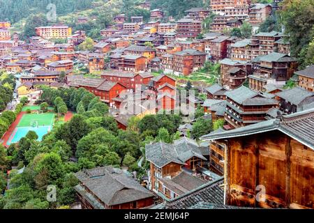 China Guizhou Xijiang Miao Dorf Stockfoto