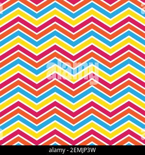 Lila blau orange gelb Chevron nahtlose Muster Hintergrund Stock Vektor