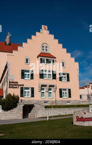 Die Stadtsbraueri Rothausbier ist eine staatliche Brauerei mit Sitz in Grafenhausen, Saarland, Deutschland. Es ist auch ein beliebtes Restaurant und Resort Stockfoto