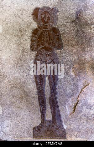 Das monumentale Messing von Henry Bures (gest. 1528) - All Saints Church im Dorf Acton, Suffolk UK Stockfoto