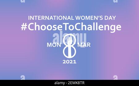 Internationale Frauentag 2021 Kampagne Thema Wählen Sie heraus. März 8th. Horizontales Poster. Vektorgrafik. Eps 10 Stock Vektor