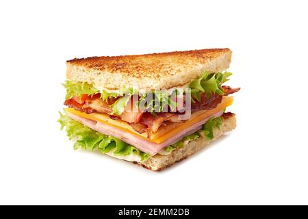 Club Sandwich in Scheiben auf Weiß Stockfoto