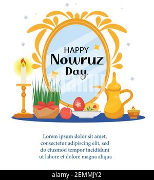 Happy Nowruz Tag Grußkarte, Vorlage für Ihr Design. Neujahr im Iran. Vektorgrafik, ClipArt Stock Vektor