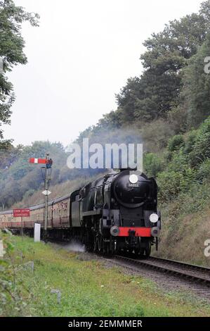 'Sir Keith Park' nähert sich Bewdley mit einem Service von Bridgnorth - Kidderminster Town. Stockfoto