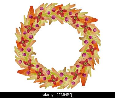 Handgezeichnete Aquarell-Illustrationen auf Texturpapier. Florale Design-Elemente mit mit Blättern und Beeren.speziell für Hochzeitseinladungen erstellt, g Stockfoto