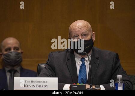 Der Rep. Kevin Brady (R-TX) spricht bei der Anhörung des Senate Finance Committee am 25. Februar 2021 im US-Kapitol in Washington, DC. Katherine Tai ist Präsident Joe Bidens Pick für die US-Handelsvertreterin. Foto von Tasos Katopodis/Pool/ABACAPRESS.COM Stockfoto