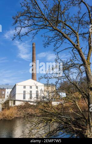 Wasserkraftwerk Horster Mühle an der Ruhr in Essen. Stockfoto