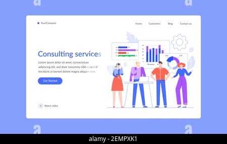 Consulting-Service für Unternehmen, professionelle Team Landing Page Stock Vektor