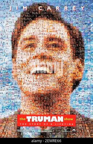 The Truman Show (1998) Regie: Peter Weir mit Jim Carrey, Ed Harris und Laura Linney. Fantastische Komödie über einen Versicherungsverkäufer, der sein ganzes Leben entdeckt, wird als Reality-TV-Show gefilmt. Stockfoto