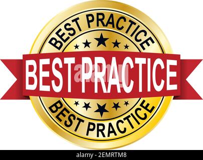 Best Practices Symbol für Gold-Label-Symbol auf weißem Hintergrund isoliert. Vektorgrafik Stock Vektor