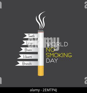 Vektor-Illustration der Welt No Smoking Tag auf Sekunde beobachtet Mittwoch im märz Stock Vektor