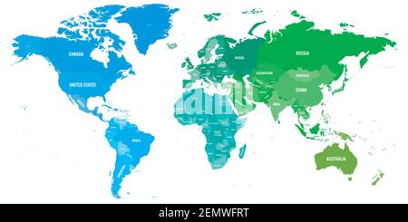 Bunte politische Karte der Welt Stock Vektor