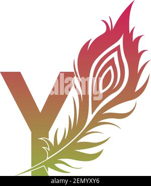 Buchstabe Y mit Feder Logo Symbol Design Vektor Illustration Stock Vektor