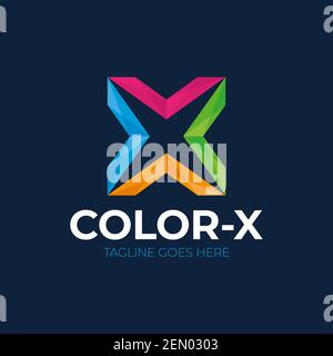 Buchstabe X Logo Symbol Design Vorlage Elemente. Abstrakter Buchstabe X Logo. Smart Bildung Symbol Konzept Stock Vektor