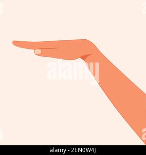 Offene Handfläche mit nach unten zeigende Handbewegung isoliert auf weißem Hintergrund. Hände mit Gesten. Hand mit geöffneter Handfläche nach unten Vektordarstellung. Tauchhandschild Stock Vektor