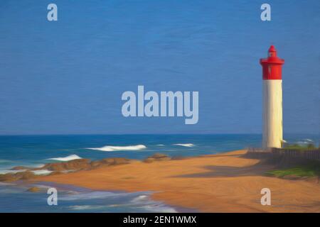 Digitale Malerei des Umhlanga Leuchtturms, Kwazulu Natal, Südafrika Stockfoto