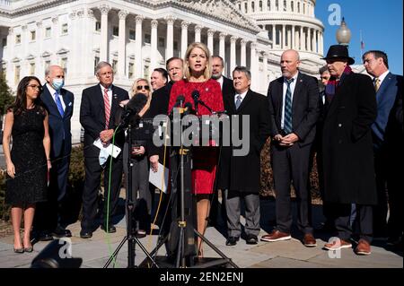 Washington, DC, USA. Februar 2021, 25th. 25. Februar 2021 - Washington, DC, USA: US-Vertreterin CAROL MILLER (R-WV) spricht auf einer Pressekonferenz des House Freedom Caucus über den Equality Act. Quelle: Michael Brochstein/ZUMA Wire/Alamy Live News Stockfoto