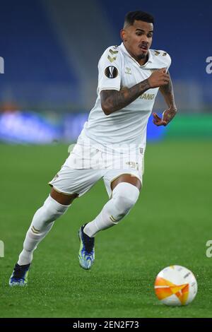 Rom, Latium. Februar 2021, 25th. Galeno vom SC Braga in Aktion beim Europa League Fußballspiel ALS Roma gegen SC Braga im Olympiastadion in Rom, Italien, 25. Februar 2021. Fotografo01 Kredit: Unabhängige Fotoagentur/Alamy Live Nachrichten Stockfoto