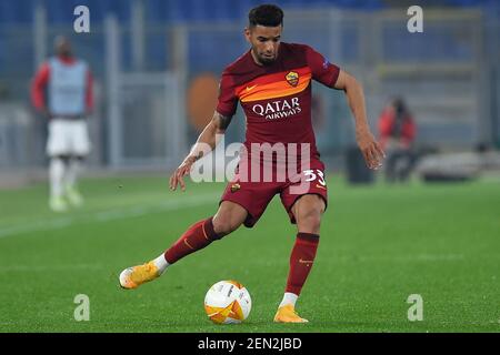 Rom, Latium. Februar 2021, 25th. Bruno Peres von Roma in Aktion beim Europa League Fußballspiel ALS Roma gegen SC Braga im Olympiastadion in Rom, Italien, 25. Februar 2021. Fotografo01 Kredit: Unabhängige Fotoagentur/Alamy Live Nachrichten Stockfoto