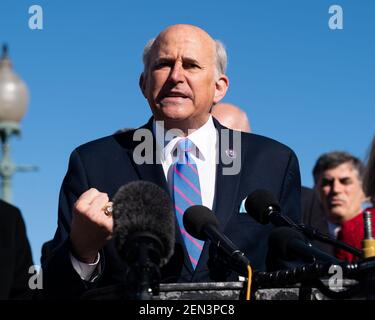 Washington, Usa. Februar 2021, 25th. US-Repräsentantin Louie Gohmert (R-TX) spricht auf einer Pressekonferenz des House Freedom Caucus über den Equality Act. Kredit: SOPA Images Limited/Alamy Live Nachrichten Stockfoto