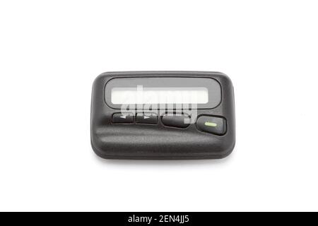 Ein Pager oder ein Piepser, Pager kann Nachrichten isoliert auf weißem Hintergrund empfangen. Stockfoto