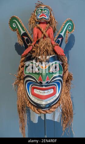 Einheimische amerikanische Kopf ethnographische Ausstellung im Museum of Nature and Science Denver, Colorado, USA Stockfoto
