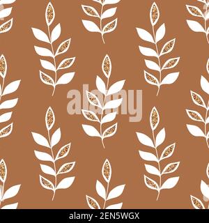 Nahtloses abstraktes Blumenmuster Hintergrund mit Ästen und Blättern Stockfoto