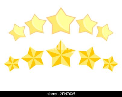Fünf goldene Sterne. Bewertung von Luxus und Qualität. Stock Vektor