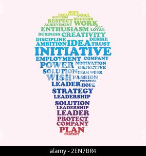 Word Cloud INITIATIVE, kreatives Geschäftskonzept, Vektordarstellung Stock Vektor