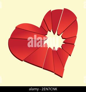 Gebrochenes Herz Herzbruch flaches Symbol für gebrochenes Herz Konzept, Vektor-Illustration Stock Vektor