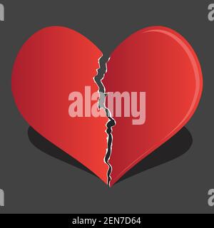 Gebrochenes Herz Herzbruch flaches Symbol für gebrochenes Herz Konzept, Vektor-Illustration Stock Vektor