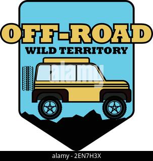 Off-Road 4x4 suv Auto Logo Embleme und Insignien. vektor-Abbildung Stock Vektor