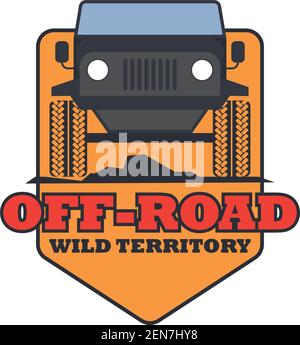 Off-Road 4x4 suv Auto Logo Embleme und Insignien. vektor-Abbildung Stock Vektor