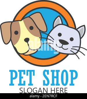 Haustiere Shop, Pflege der Haustiere, Haustiere Liebhaber Logo mit Text Platz für Ihr Slogan / Motto, Vektor-Illustration Stock Vektor
