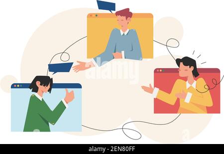 Personen, die Online-Geschäftstreffen abhalten Stock Vektor