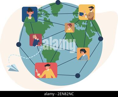 Kommunikation über das Internet Social Networking auf der ganzen Welt Stock Vektor