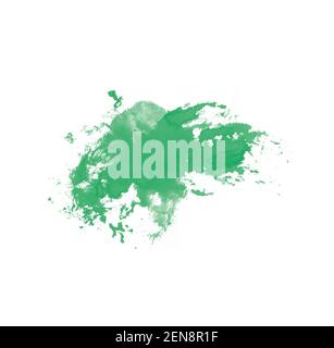 Grüner Pinsel isoliert auf weißem Hintergrund. Abstrakter isolierter Aquarellpinsel zum Malen Stockfoto