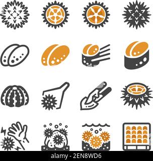 Seeigel Icon Set, Vektor und Illustration Stock Vektor