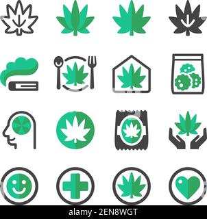 Cannabis und Marihuana Icon Set, Vektor und Illustration Stock Vektor