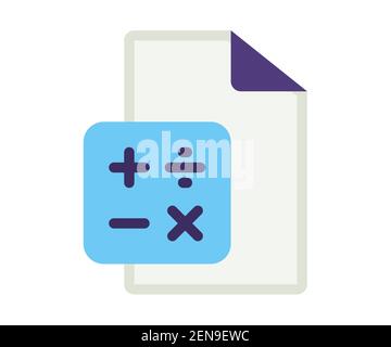 Berechnen Sie den Papierbericht mit einem isolierten Symbol mit einem Vektor mit flachem Stil Design-Illustration Stockfoto