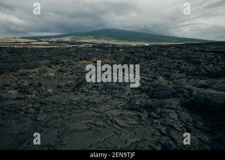 Gefrorene Lava vom Kilauea Vulkan im Hawaii Volcanoes National Park auf der Big Island von Hawaii. Stockfoto