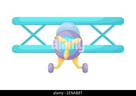 Blau-violettes Flugzeug auf weißem Hintergrund. Cartoon Transport für Kinder Karten, Baby-Dusche, Geburtstagseinladung, Haus Interieur. Leuchtend bunte kindisch Stock Vektor