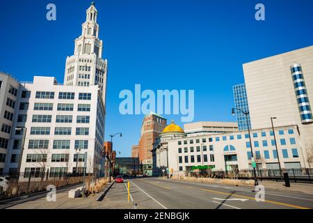 Hauptstraße in Richtung Downtown Blick in Buffalo Stockfoto