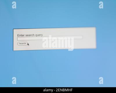 Such- oder Abfragefeld auf dem Computerbildschirm Stockfoto